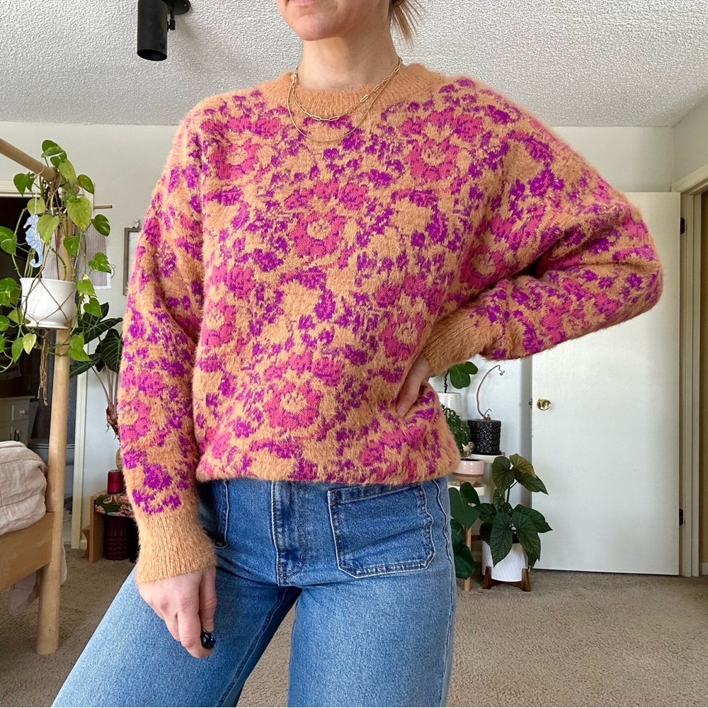 FRNCH Plush Floral Sweater